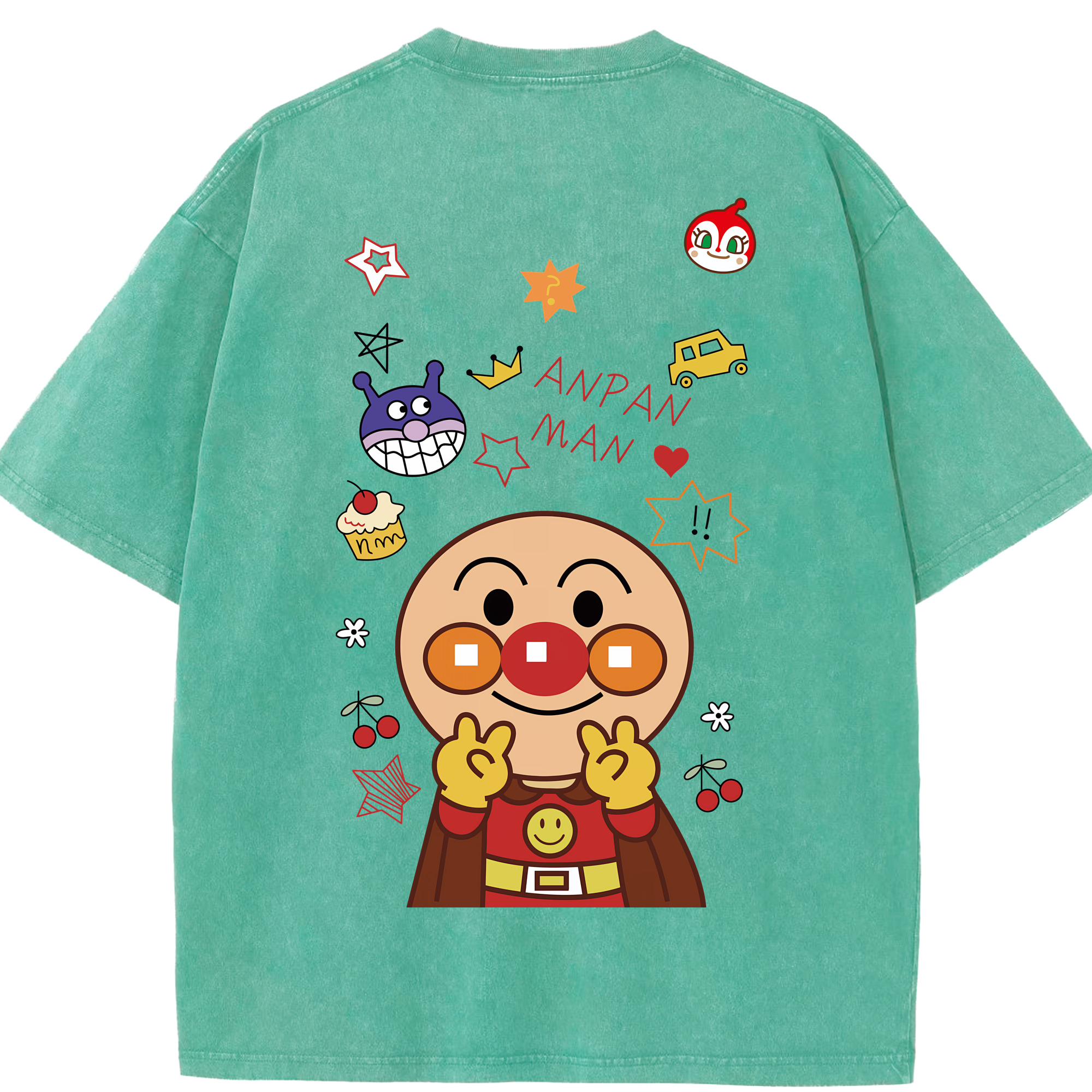 （画像用） アンパンマン Anpanman 綿100% ヴィンテージ風 半袖Tシャツ（背面プリント）